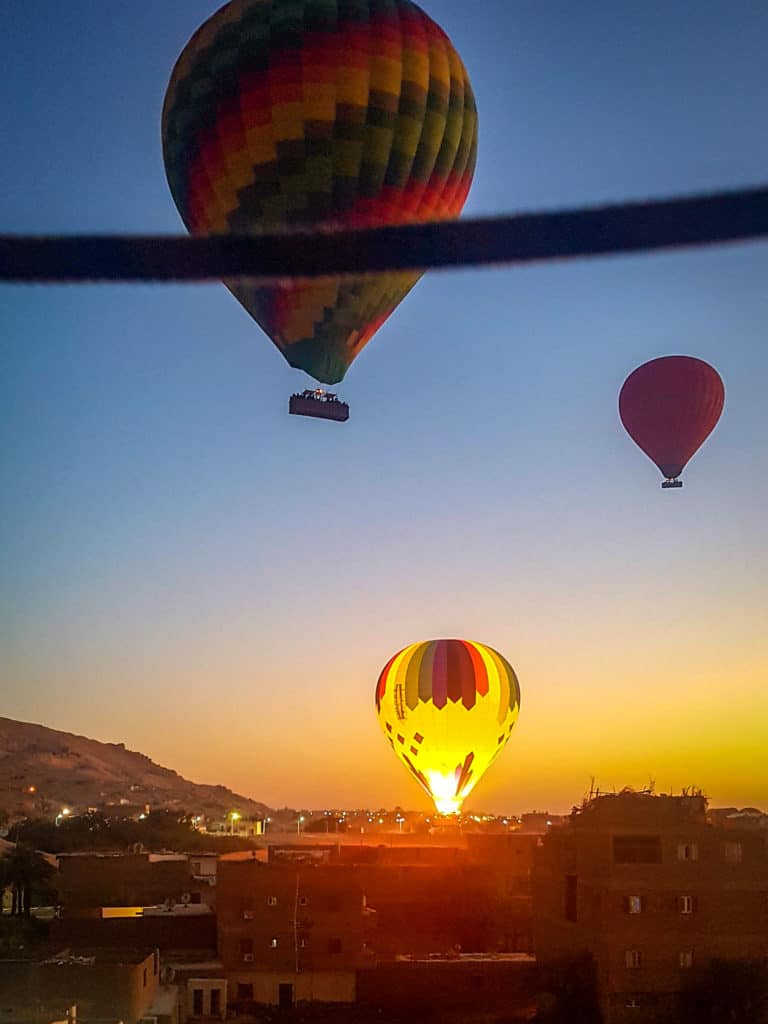 Watching hot air balloons take off over Luxor