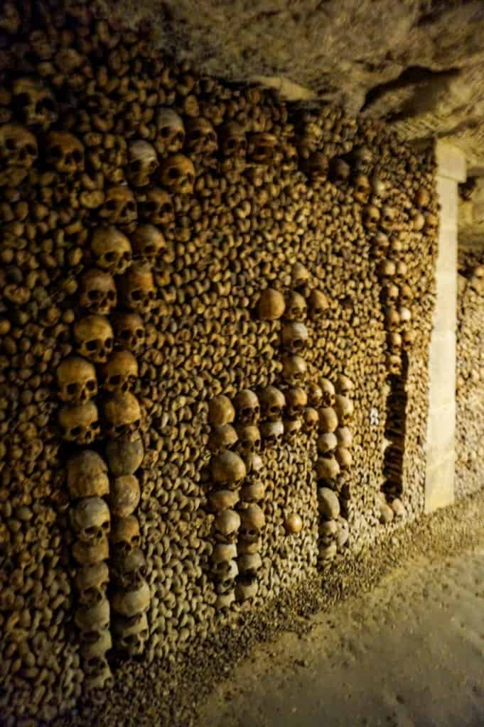Skull and bone wall Catacombs of Paris