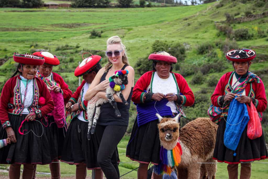 Cuddling goats in Cusco
