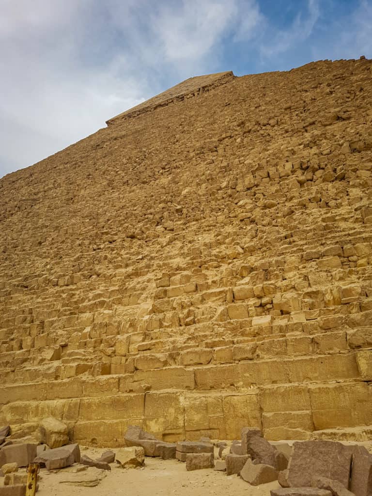 Base of pyramid seen on the go in Egypt