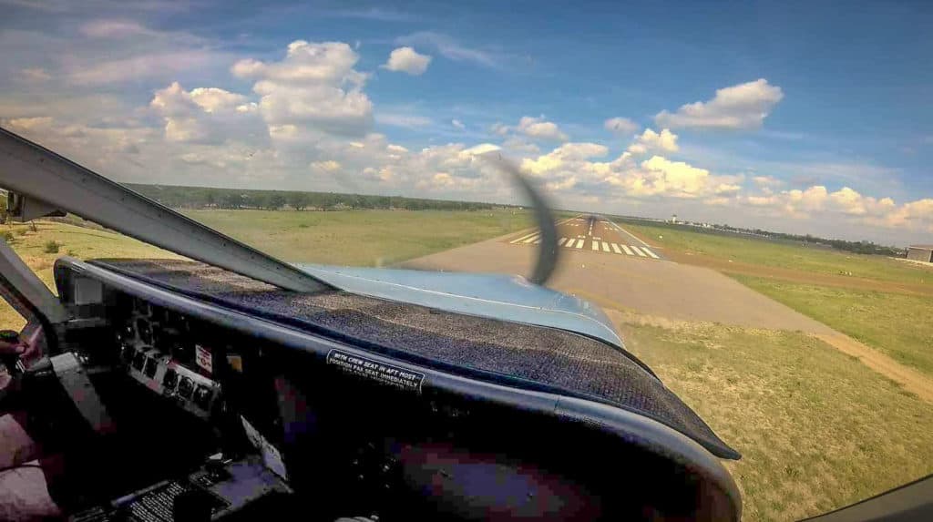 Approaching the runway on descent of flight over Okavango Delta
