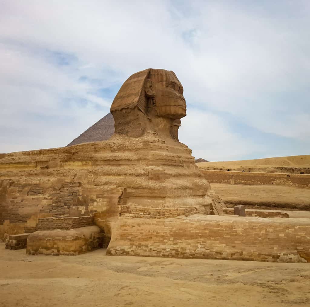 Sphinx side on seen on the go in Egypt