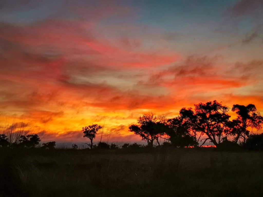 Sunrise over the Okavango Delta Plains in Botswana
