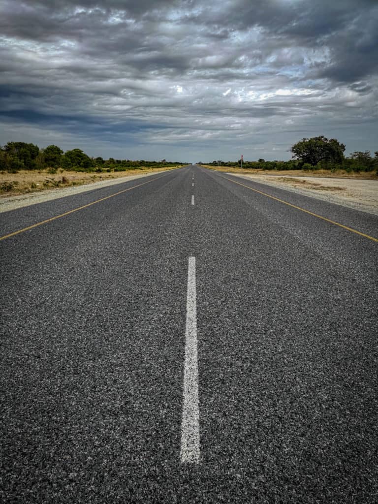 straight roads leading to Okavango Delta Botswana