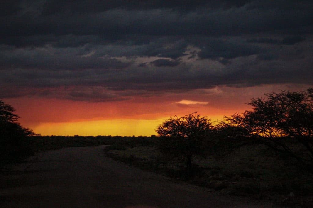 Sunset before etosha night safari