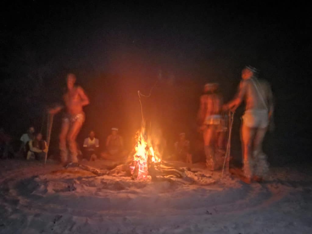 Ghanzi Bushmen of Botswana fire dancing