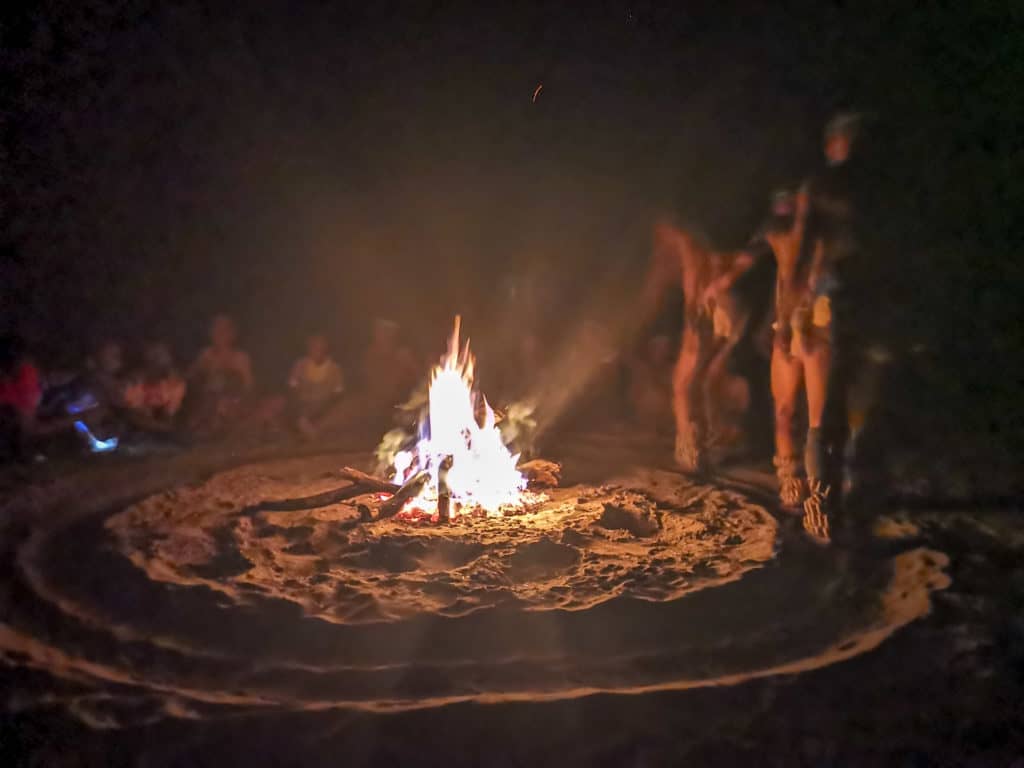 Ghanzi Bushmen of Botswana dancing by the fire
