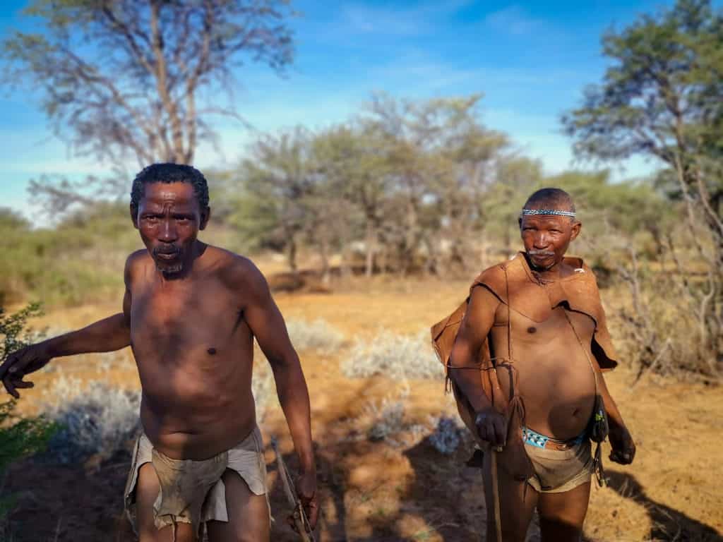 Ghanzi bushmen in Botswana telling us stories