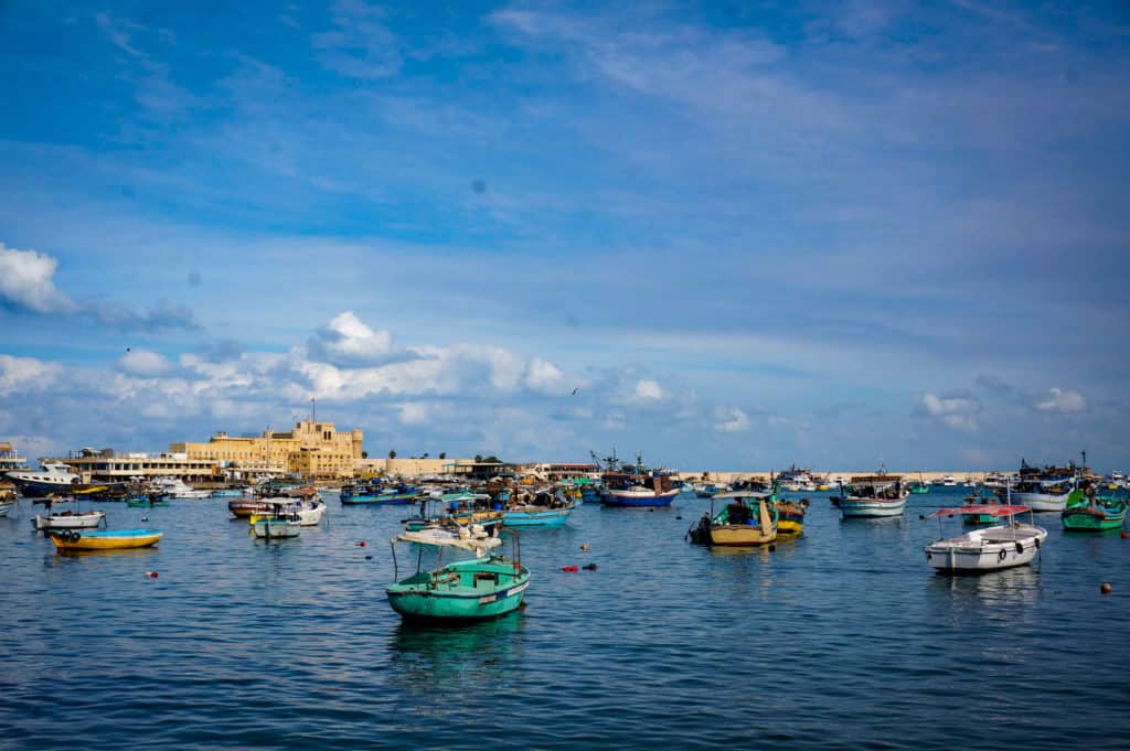 Boats on the Mediterranean Sea, Alexandria Egypt