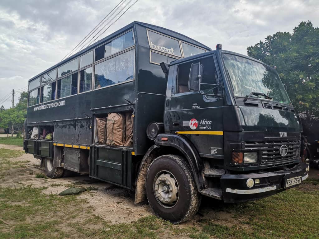 Overland truck used while on safari in Africa
