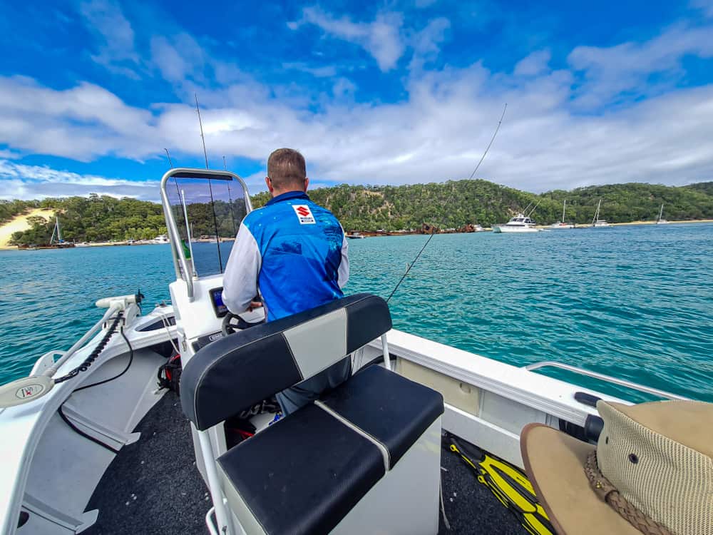 Arriving by boat at the Tangalooma wrecks