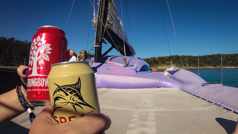 Drinks on board the catamaran