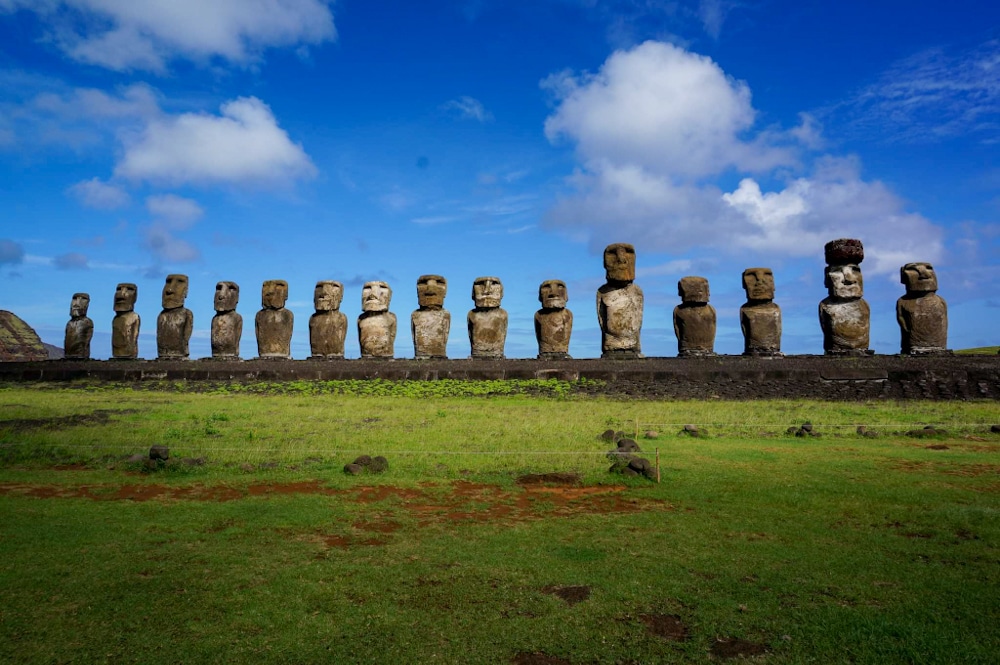 Line up of moai