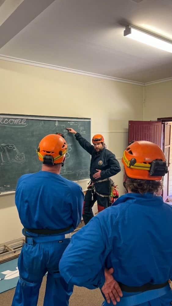 Safety briefing adventure caving